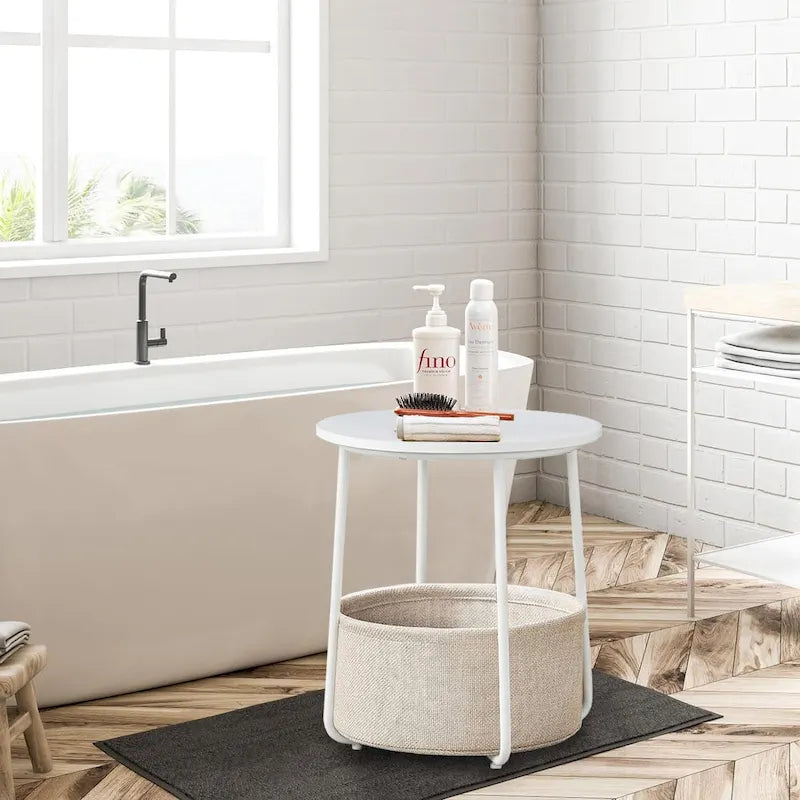 Table de chevet moderne avec panier en tissu pour chambre à coucher ou chambre d'enfant