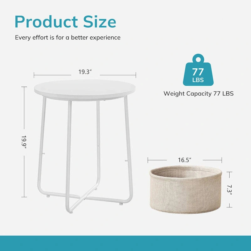Table de chevet moderne avec panier en tissu pour chambre à coucher ou chambre d'enfant