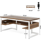 Bureau de direction 63" avec étagères, bureau d'ordinateur pour bureau à domicile